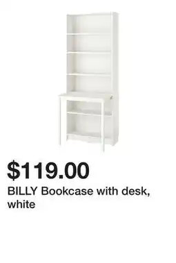Ikea BILLY Bookcase with desk, white offer