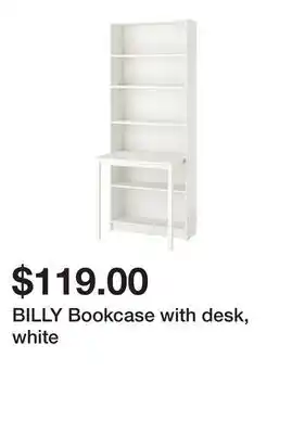 Ikea BILLY Bookcase with desk, white offer