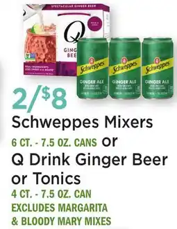 Heinen's Schweppes Mixers 6 CT.-7.5 OZ. CANS or Q Drink Ginger Beer or Tonics 4 CT.-7.5 OZ. CAN offer
