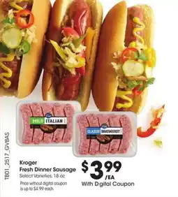 Kroger Kroger fresh dinner sausage offer