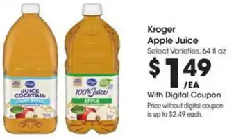 Kroger Kroger apple juice offer