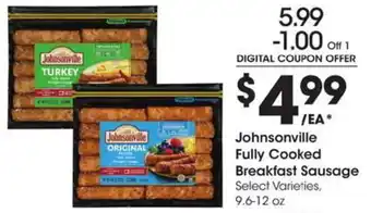 Kroger Johnsonville fully cooked breakfast sausage offer