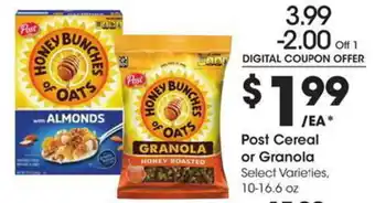 Kroger Post cereal or granola offer