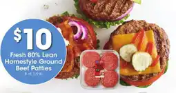 Kroger Fresh 80% lean homestyle ground beef patties offer