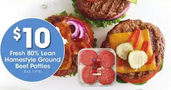Kroger Fresh 80% lean homestyle ground beef patties offer