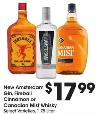 Kroger New amsterdam gin, fireball cinnamon or canadian mist whisky offer