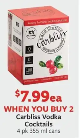 Fareway Carbliss Vodka Cocktails offer