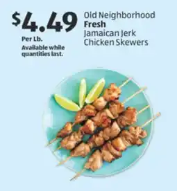 Aldi Old Neighborhood Fresh Jamaican Jerk Chicken Skewers offer