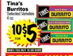 Superior Grocers Tina's Burritos offer