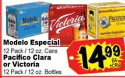 Superior Grocers Modelo Especial 12 Pack/12 oz. Cans Pacifico Clara or Victoria 12 Pack / 12 oz. Bottles offer