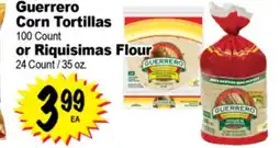 Superior Grocers Guerrero Corn Tortillas 100 Count or Riquisimas Flour 24 Count / 35 oz offer