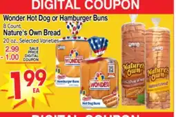 Superior Grocers Wonder Hot Dog or Hamburger Buns 8 Count Nature's Own Bread 20 oz offer