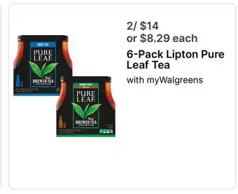 Walgreens 6-Pack Lipton Pure Leaf Tea offer