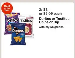 Walgreens Doritos or Tostitos Chips or Dip offer