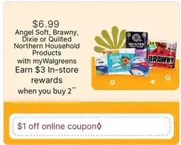 Walgreens Angel Soft, Brawny, Dixie or Quilted Northern Household Products offer