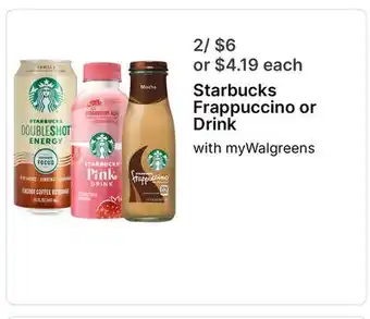 Walgreens Starbucks Frappuccino or Drink offer