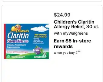 Walgreens Children's Claritin Allergy Relief, 30 ct offer