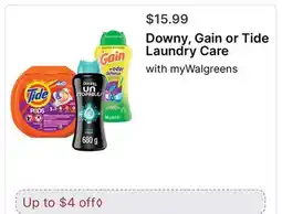 Walgreens Downy, Gain or Tide Laundry Care offer