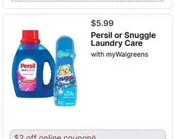 Walgreens Persil or Snuggle Laundry Care offer
