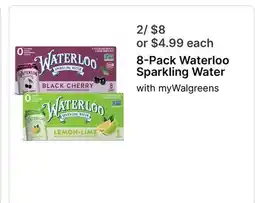 Walgreens 8-Pack Waterloo Sparkling Water offer