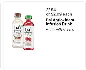 Walgreens Bai Antioxidant Infusion Drink offer
