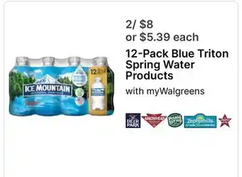 Walgreens 12-Pack Blue Triton Spring Water Products offer