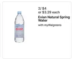 Walgreens Evian Natural Spring Water offer