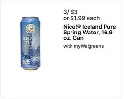 Walgreens Nice! Iceland Pure Spring Water, 16.9 oz. Can offer
