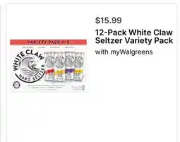 Walgreens 12-Pack White Claw Seltzer Variety Pack offer