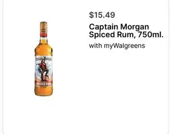 Walgreens Captain Morgan Spiced Rum, 750ml offer