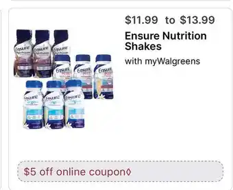 Walgreens Ensure Nutrition Shakes offer