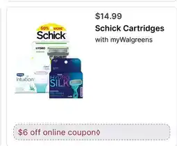 Walgreens Schick Cartridges offer