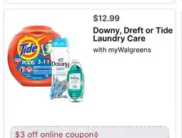 Walgreens Downy, Dreft or Tide Laundry Care offer