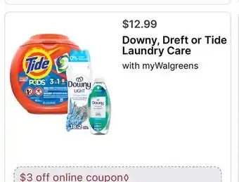 Walgreens Downy, Dreft or Tide Laundry Care offer
