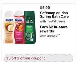 Walgreens Softsoap or Irish Spring Bath Care offer