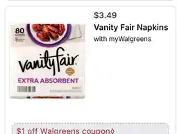 Walgreens Vanity Fair Napkins offer