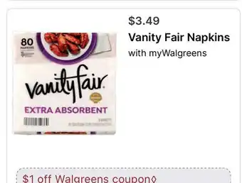 Walgreens Vanity Fair Napkins offer