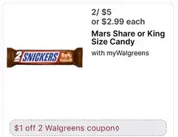 Walgreens Mars Share or King Size Candy offer