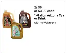 Walgreens 1-Gallon Arizona Tea or Drink offer