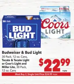 Vallarta Supermarkets Budweiser & Bud Light offer
