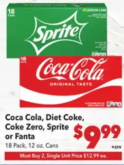 Vallarta Supermarkets Coca Cola, Diet Coke, Coke Zero, Sprite or Fanta offer