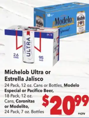 Vallarta Supermarkets Michelob Ultra or Estrella Jalisco offer
