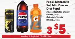 Vallarta Supermarkets Pepsi, Manzanita Sol, Mtn Dew or Diet Pepsi offer