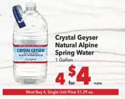 Vallarta Supermarkets Crystal Geyser Natural Alpine Spring Water offer