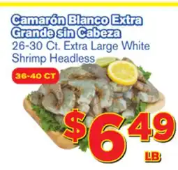El Super Fresh 26-30 Ct. Extra Large White Shrimp Headless offer