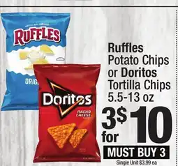 Super King Markets Ruffles Potato Chips or Doritos Tortilla Chips offer