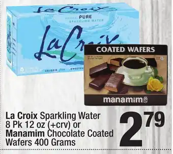 Super King Markets La Croix Sparkling Water 8 Pk 12 oz (+crv) or Manamim Chocolate Coated Wafers 400 Grams offer
