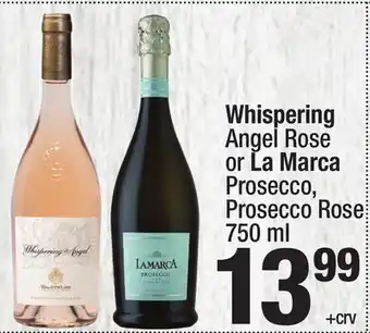 Super King Markets Whispering Angel Rose or La Marca Prosecco, Prosecco Rose offer