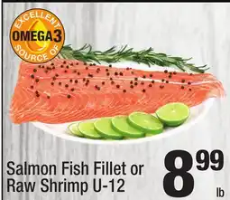 Super King Markets Salmon Fish Fillet or Raw Shrimp U-12 offer