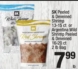 Super King Markets SK Peeled & Deveined Shrimp 13-15 ct or Argentina Wild Shrimp Peeled & Deveined 16-20 ct 2 lb Bag offer